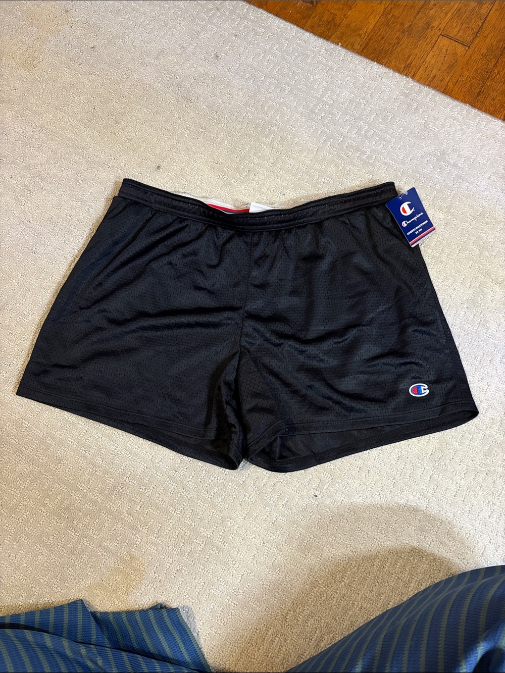 Champion Women's Black Mesh Athletic Shorts with Logo